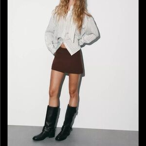 Zara brown mini skirt (skort) NWT XS